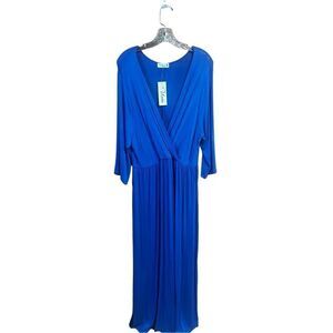 Urim Maxi Low wrap V Dress Royal Blue Sz 2XL NWT